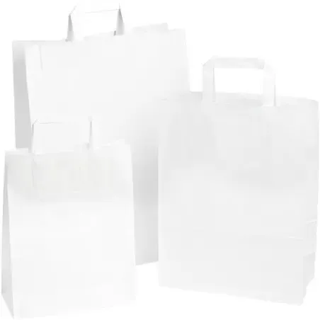 Paper carrying Bags White 220x100x280mm - Horecavoordeel.com