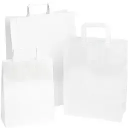 Paper carrying Bags White 260x170x260mm - Horecavoordeel.com
