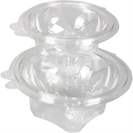 Saladbowl 150cc round with fixed Lids Leakprowith Transparent  - Horecavoordeel.com