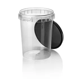Ringlock Cups - containers With seal closure 520cc PP Clear + Lid PP Black - Horecavoordeel.com
