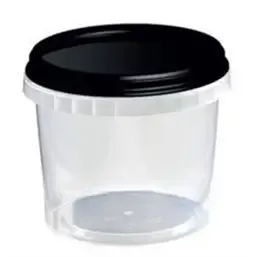 Ringlock Cups - containers With seal closure 565cc PP Clear + Lid PP Black - Horecavoordeel.com