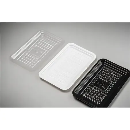 Meat Tray 10x16cm With Pane white Plastic Hero  - Horecavoordeel.com