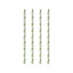 Drinking Straw Paper Straight 6mm x 20cm Stripe Dots green - Horecavoordeel.com