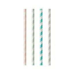 Drinking Straw Paper Straight 6mm x 20cm Stripe Dots Assortment - Horecavoordeel.com