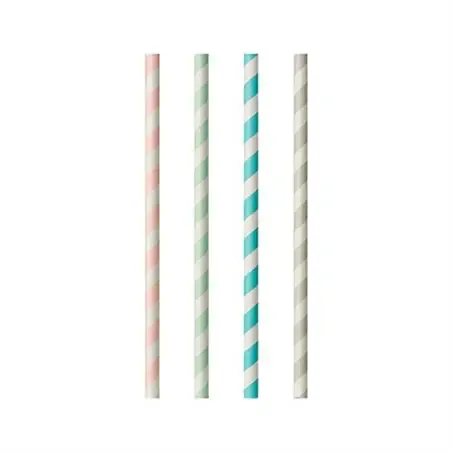 Drinking Straw Paper Straight 6mm x 20cm Stripe Dots Assortment - Horecavoordeel.com