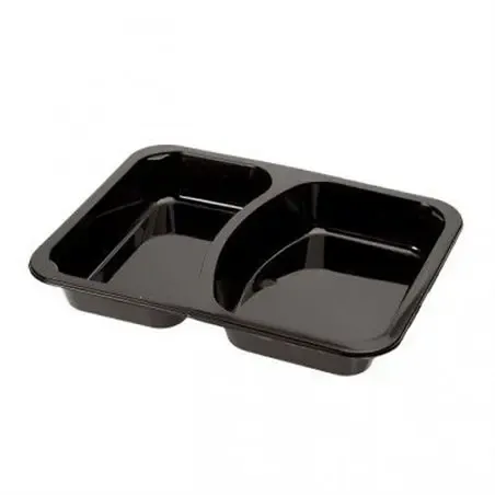 Menu tray PP Sealable 2-compartment Black M20/30  - Horecavoordeel.com