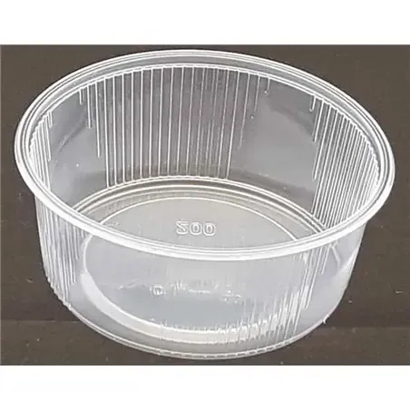 Round Salad trays - containers 101 Series Ribbed PP Transparent 200cc Ø 101mm  - Horecavoordeel.com