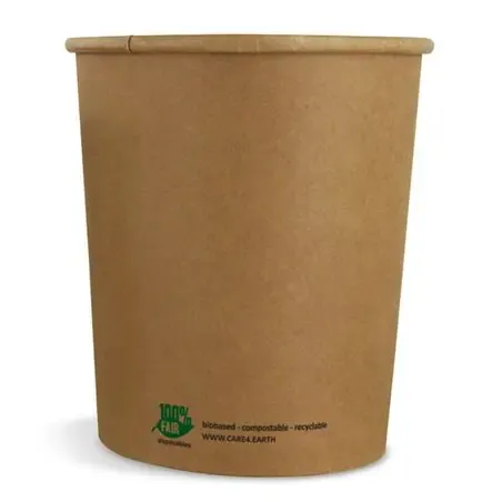 Soup Containers To Go Brown Cardboards To Go Brown Cardboard 32oz "100% FAIR" 946ml Ø 118mm - Horecavoordeel.com