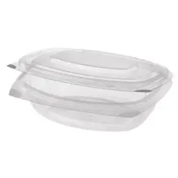 Salad Bowl Rectangular with Secure Lid PLA "Pure" 500ml 161 x 132 x 64mm Transparent - Horecavoordeel.com