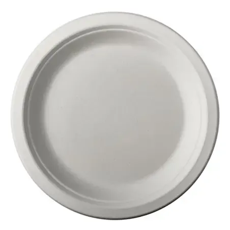 Plates made of Sugarcane "Pure" 1-compt. Ø 180 20mm White - Horecavoordeel.com