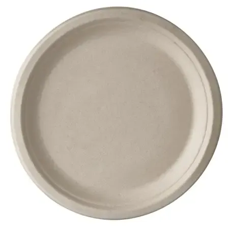 Plates made of Sugarcane "Pure" 1-compt. Ø 260 x 20mm Natural - Horecavoordeel.com