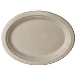 Plates made of Sugarcane "Pure" Oval 260 x 200 x 20mm Natural - Horecavoordeel.com