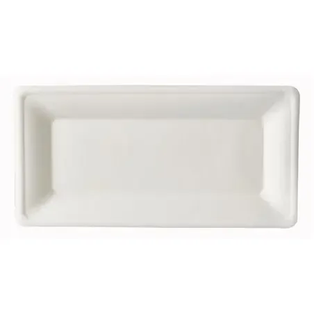 Plates made of Sugarcane "Pure" Rectangular 130 x 260mm White - Horecavoordeel.com