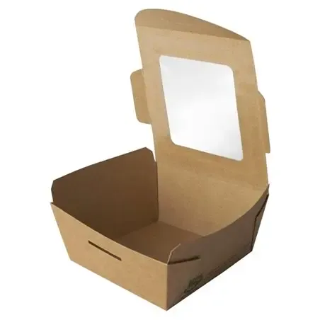 Salad Bowl 350ml Cardboard PLA "100% FAIR" 90 x 90 x 45mm  - Horecavoordeel.com