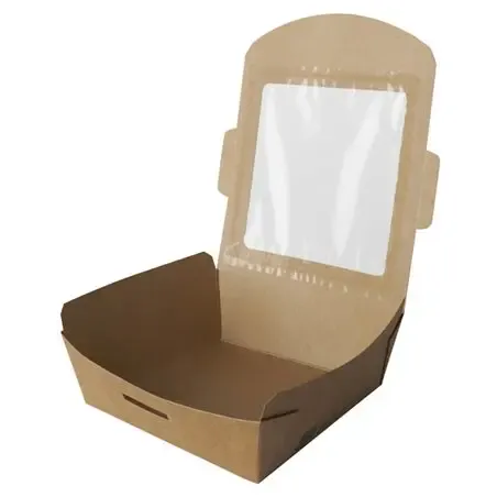 Salad Bowl 650ml Cardboard PLA "100% FAIR" 120 x 120 x 45mm  - Horecavoordeel.com