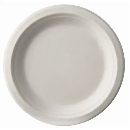 Plates made of Sugarcane "Pure" 1-compt. Ø 150 x 20mm White - Horecavoordeel.com