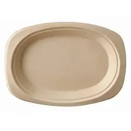 Plates made of Sugarcane "Pure" Oval 230 x 160 x 20mm Natural - Horecavoordeel.com