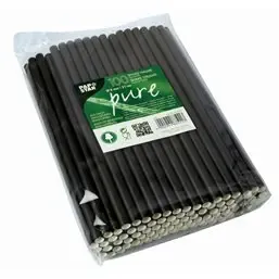 Milkshake Paper Straws "Pure" Ø 8mm x 21cm Black - Horecavoordeel.com