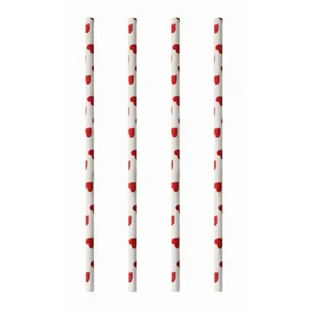 Paper Straws "Pure" Ø 6mm x 20cm "Heart" - Horecavoordeel.com