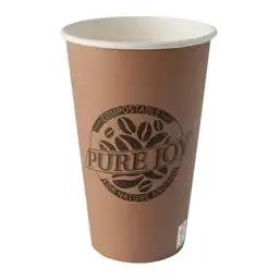 Cardboard Drinking Cups "Pure" 400ml Ø 90mm 13,9cm Brown "Pure Joy" - Horecavoordeel.com
