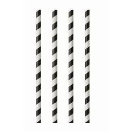 Paper Straws "Pure" Ø 6mm x 24cm Black White "Stripes" - Horecavoordeel.com
