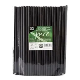 Milkshake Paper Straws "Pure" Ø 8mm x 25cm Black - Horecavoordeel.com