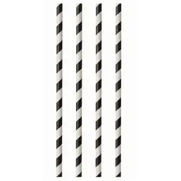 Paper Straws "Pure" Ø 6 x 290mm Black White "Stripes" - Horecavoordeel.com