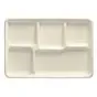 Menu Trays Sugarcane "Pure" Rectangular 5-compt. 216 x 317 x24mm White - Horecavoordeel.com