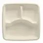 Menu Trays Sugarcane "Pure" Square 3-compt. 230 x 230 x 45mm White - Horecavoordeel.com