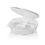 Ripboxx Meal tray 528cc + 230cc + 180cc 3-Compartment PP Transparent With Tear-off hinged lid