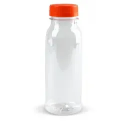 Bottle with Orange Lid Transparent APET 250ml