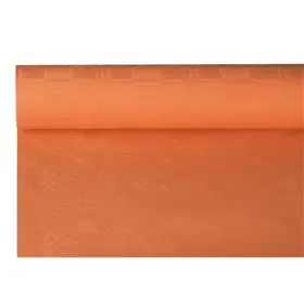 Tablecloth Paper Roll Terracotta With Damask Print 8 x 1.2 meters -Horecavoordeel.com-