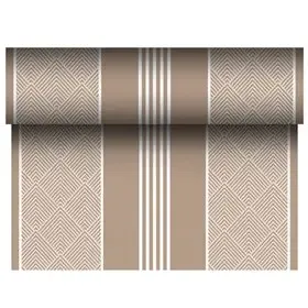 Table Runner Brown "Elegance" "Textile Character" From Pulp Viscose And Tissue Mix "ROYAL Collection" 24m x 400mm -Horecavoordee
