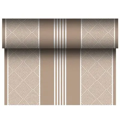 Table Runner Brown "Elegance" "Textile Character" From Pulp Viscose And Tissue Mix "ROYAL Collection" 24m x 400mm -Horecavoordee
