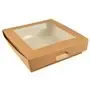 Catering box Salad container Brown cardboard With PLA Window "Pure" 190 x 190 x 50mm -Horecavoordeel.com-