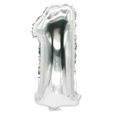 Foil Balloon Silver Number "1" 350 x 200mm -Horecavoordeel.com-