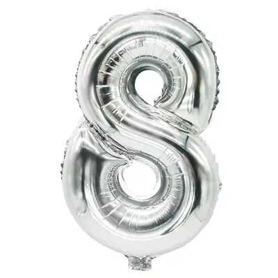 Foil Balloon Silver Number "8" 350 x 200mm -Horecavoordeel.com-