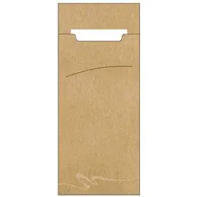 Cutlery Bags "Natural" 200 x 85mm Including 2-Layer White Napkin 330 x 330mm -Horecavoordeel.com-