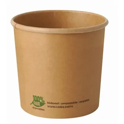 Soup Cups Cardboard 760cc Brown "Pure" "100% Fair" Round Ø 115 x 110mm -Horecavoordeel.com-
