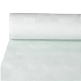 Tablecloth Paper Roll White With Damask Print 50 x 1 meter