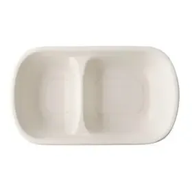 Bowls Sugarcane 750cc "Pure" White 2-Compartment 229 x 134 x 44mm