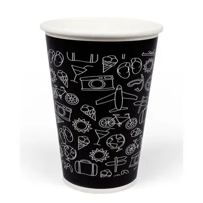 Milkshake Cups 300ml 12 Oz Black Cardboard "Sealy" Ø 92 x 108mm