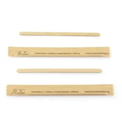 Stirrers Wood "FSC" 110 x 5 x 1mm Each Packed In Paper Horecavoordeel.com