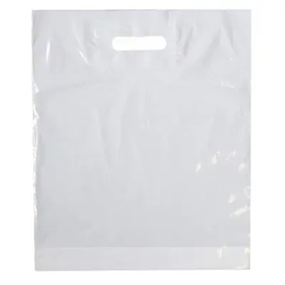 Carrier Bags White (Die cut) LDPE 370 x 440 x 4cm 40my -Horecavoordeel.com-