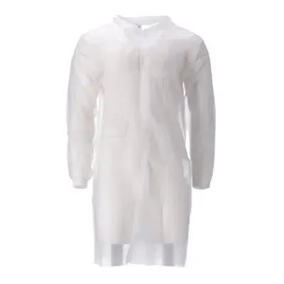 CMT Visitor Jacket PP Non Woven with Press Buttons 30gr White Size XL -Horecavoordeel.com-