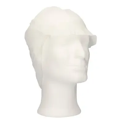 CMT Cap With Peak - Snood Cap PP Non Woven White Size XL