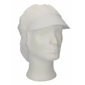 CMT Peaked Cap and Hair Catcher Polyester Cotton Crown White Size XL
