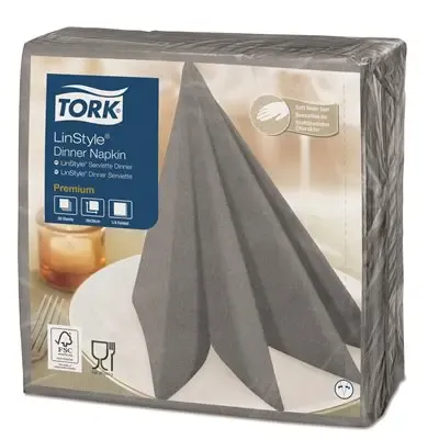 Tork LinStyle Dinner Napkin Premium 1-ply Gray 39x39cm ¼-fold -Horecavoordeel.com-