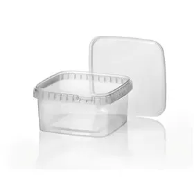 Sealable Ringlock Cups 550cc Square PP + Lids Sealable Transparent 128 x 128 x 55mm