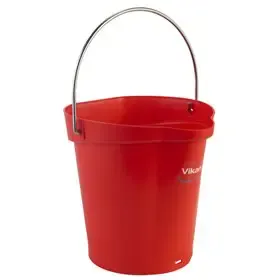 Bucket 6 Liter Polypropylene and Stainless steel 260x270x258mm Also see Bucket Lid 5689 and Wall holder 16200 Red